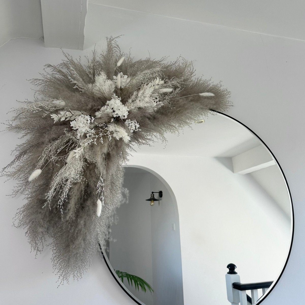 Grey and White Pampas Mirror - Norfolk Pampas