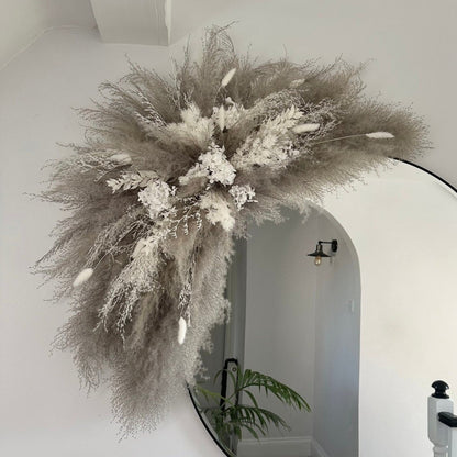 Grey and White Pampas Mirror - Norfolk Pampas