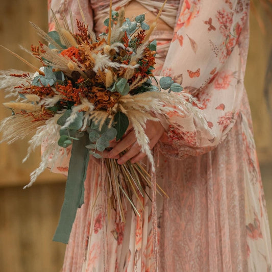 Autumn Bridal Bouquet Set - Norfolk Pampas