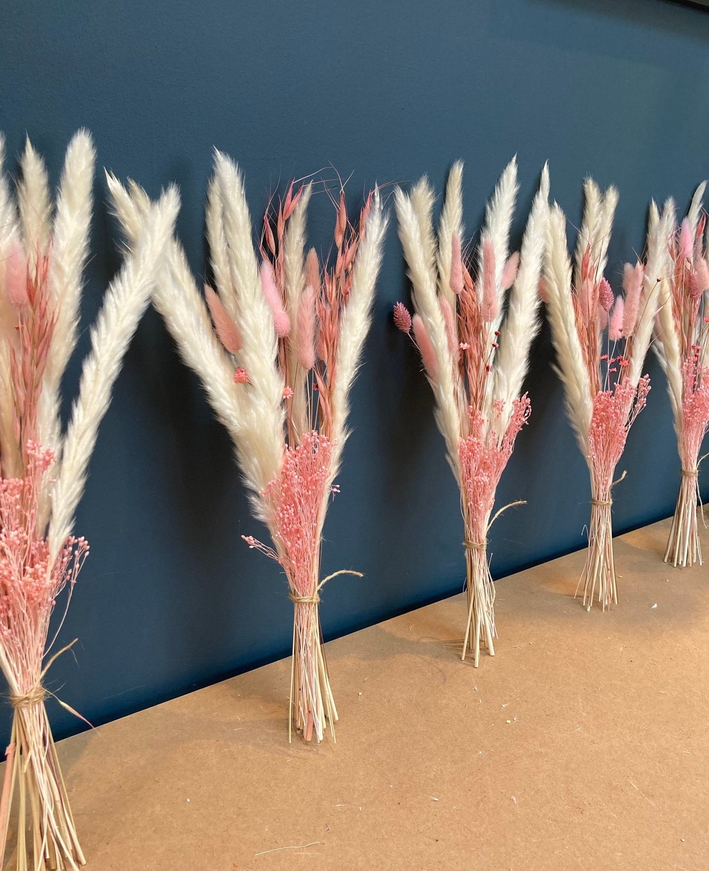 Letterbox Pink and White Dried Flowers and Pampas Grass 45cm - Norfolk Pampas