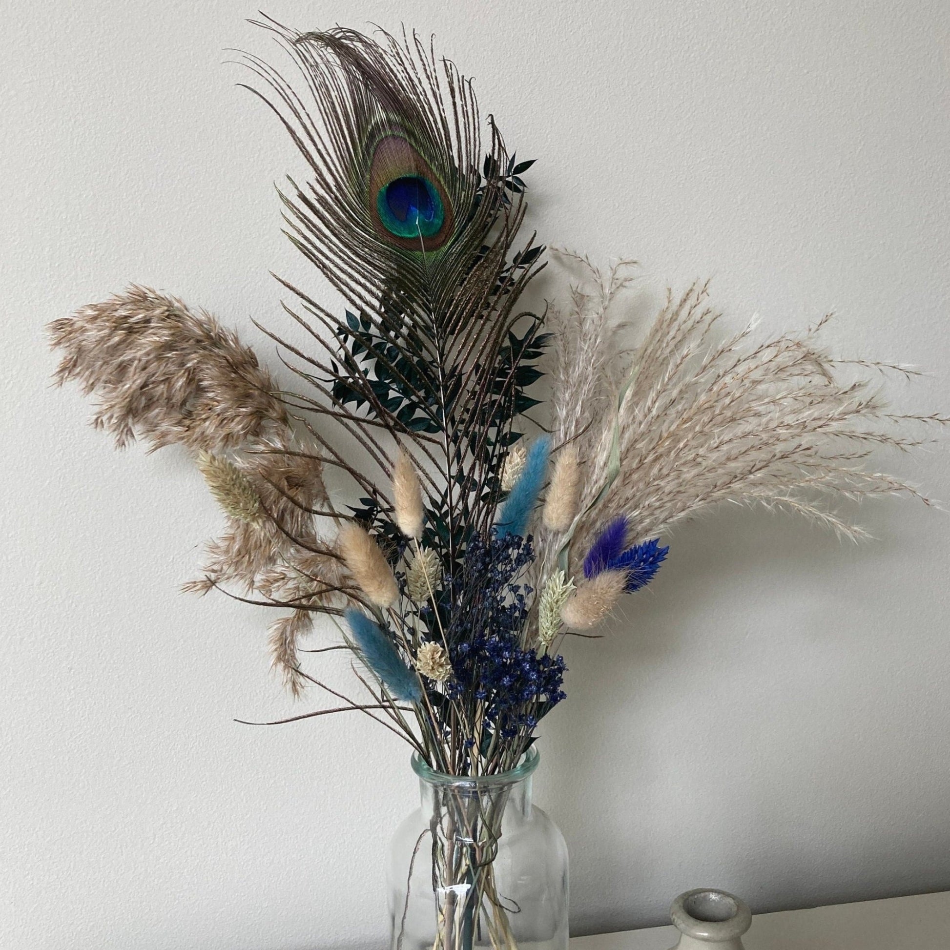 Pampas Grass and Peacock Bouquet 50cm - Norfolk Pampas