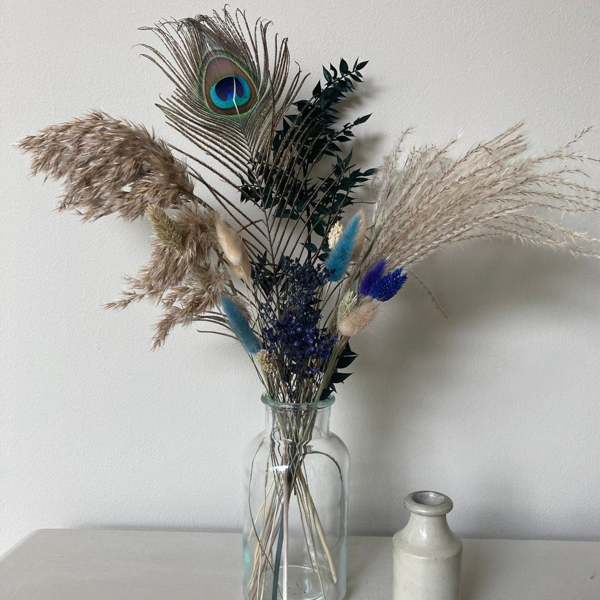 Pampas Grass and Peacock Bouquet 50cm - Norfolk Pampas