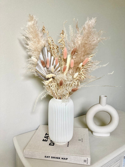 Pampas Grass bouquet - Platinum and Dusky Peach 60cm - Norfolk Pampas