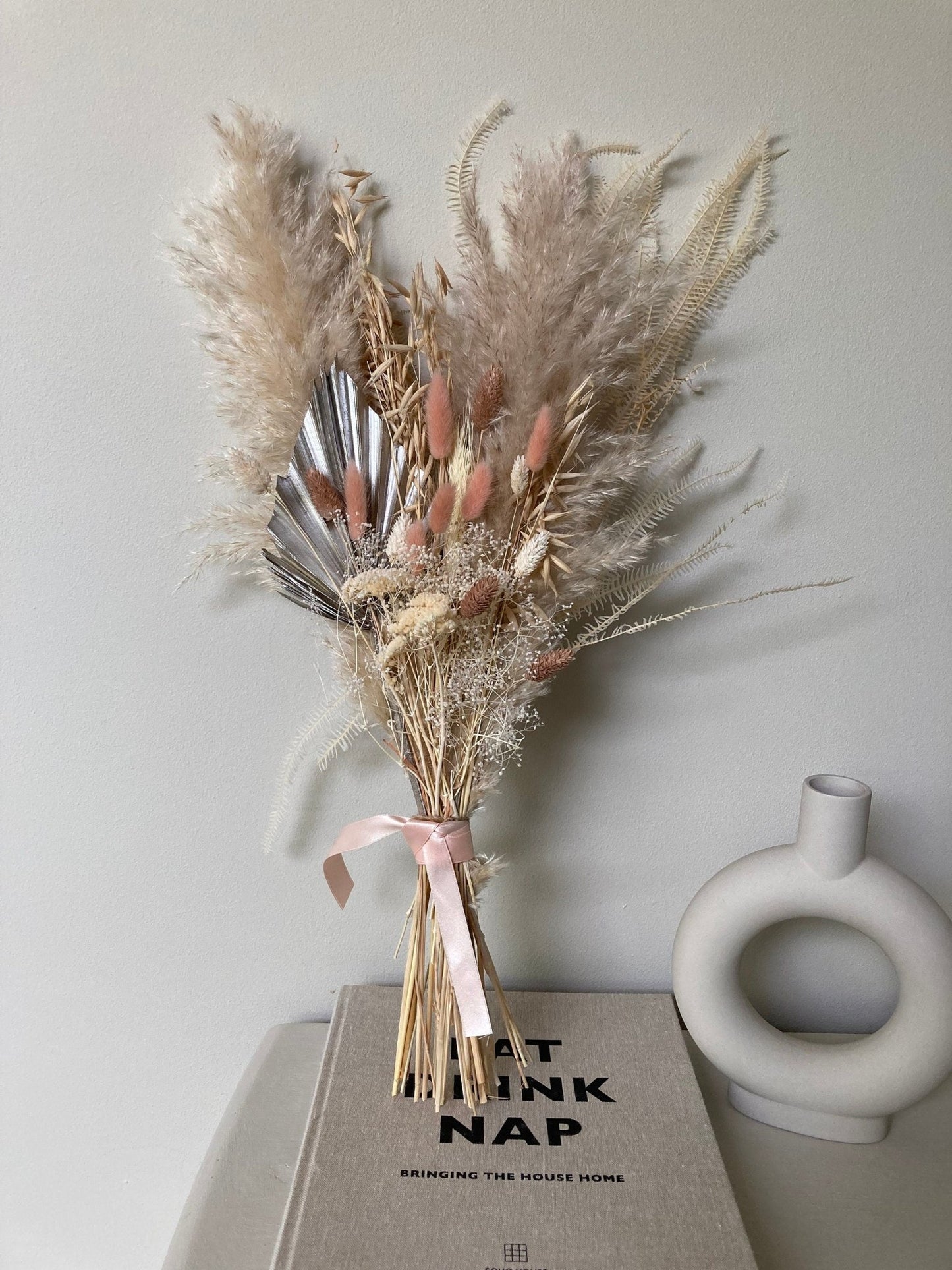 Pampas Grass bouquet - Platinum and Dusky Peach 60cm - Norfolk Pampas