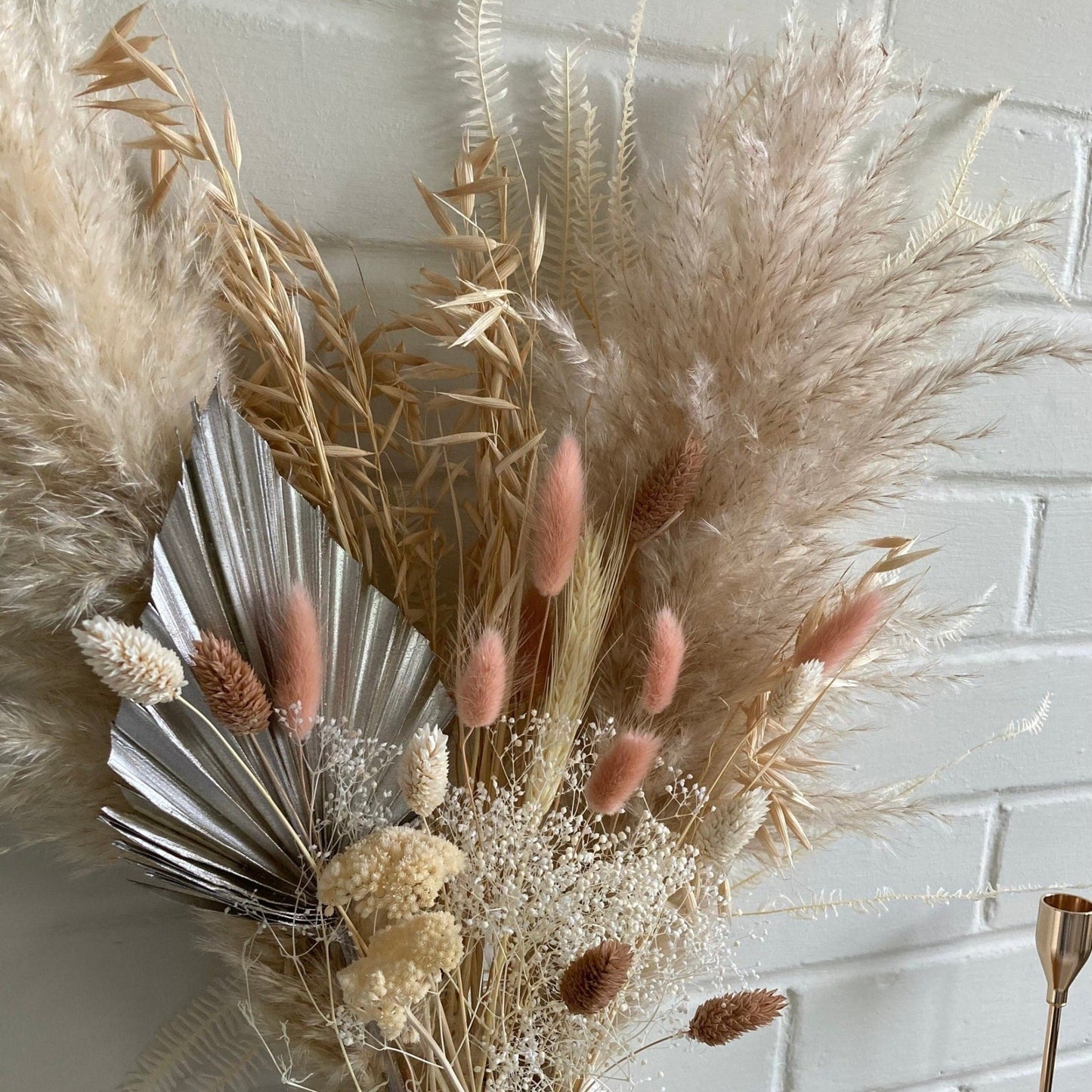 Pampas Grass bouquet - Platinum and Dusky Peach 60cm - Norfolk Pampas