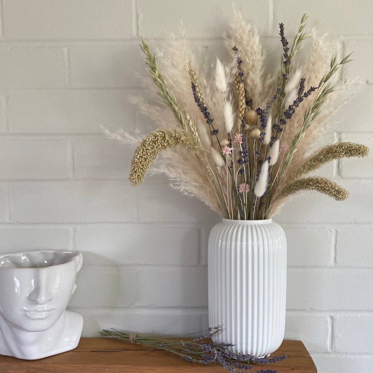 Tuscan Style Bouquet with Pampas and Lavender - 60cm - Norfolk Pampas