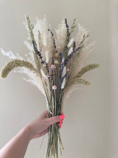Tuscan Style Bouquet with Pampas and Lavender - 60cm - Norfolk Pampas